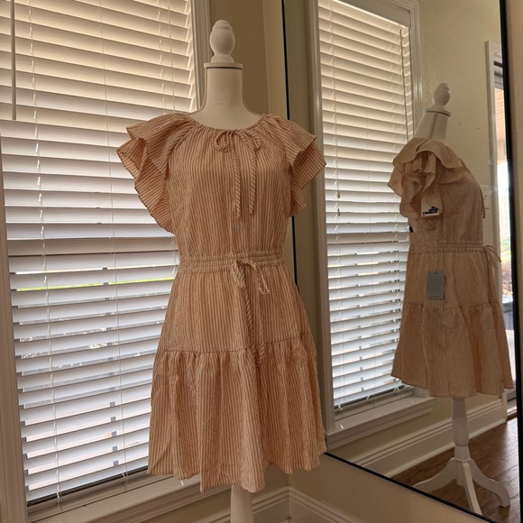 Dandelion & Dunes – Stripe Flutter Sleeve Mini Dress - Picture 4 of 5